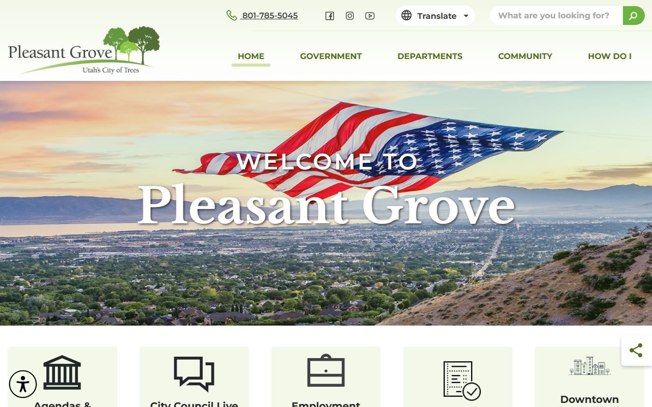 Pleasant Grove City Hall and City Recorder office for public records access