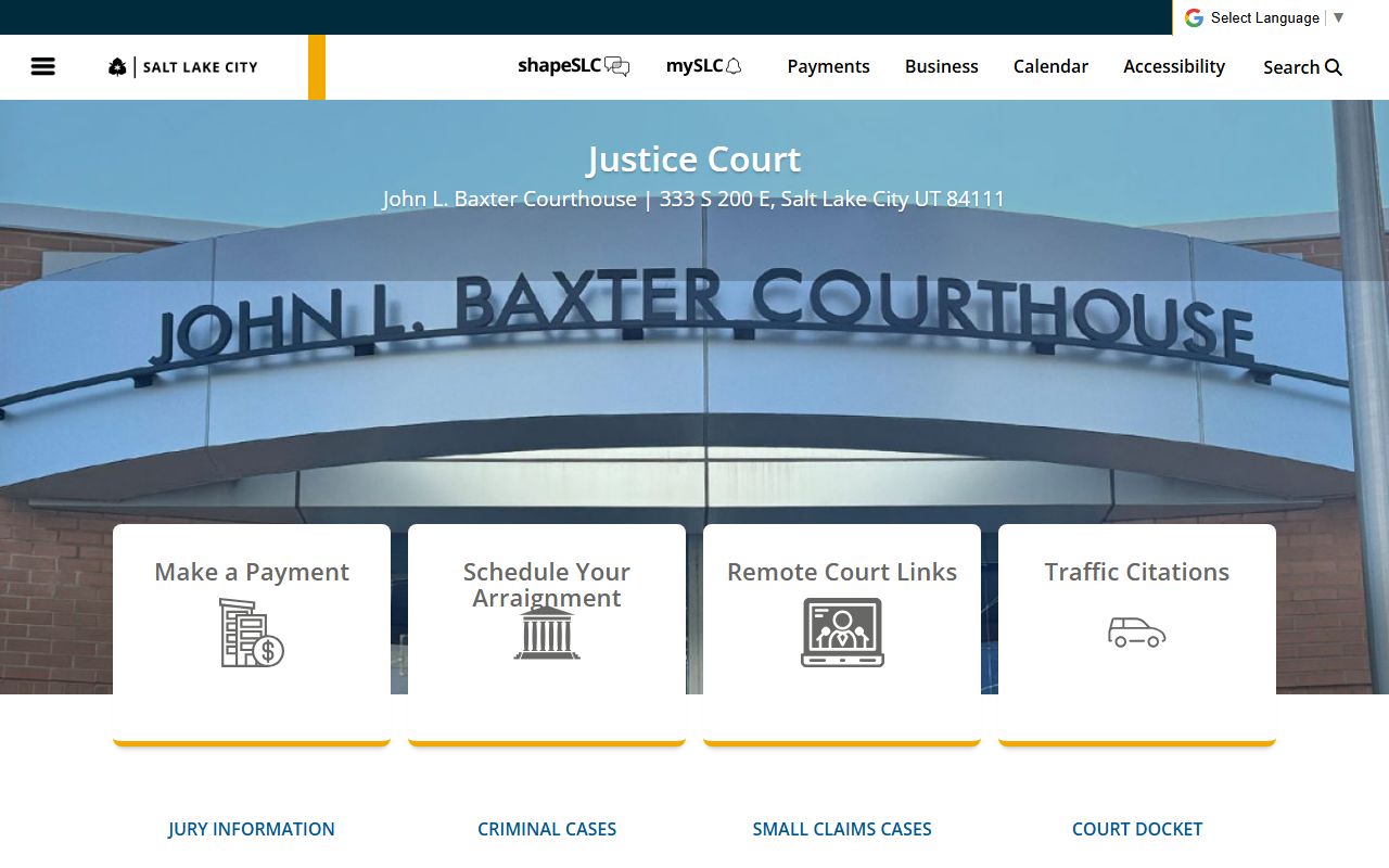 Salt Lake City Justice Court public records portal