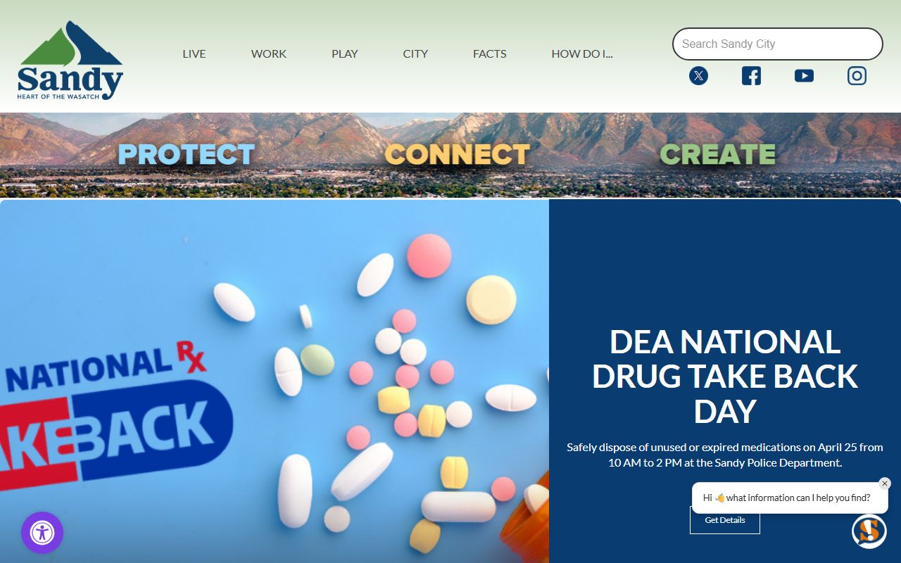 Sandy city government website and city recorder public records portal