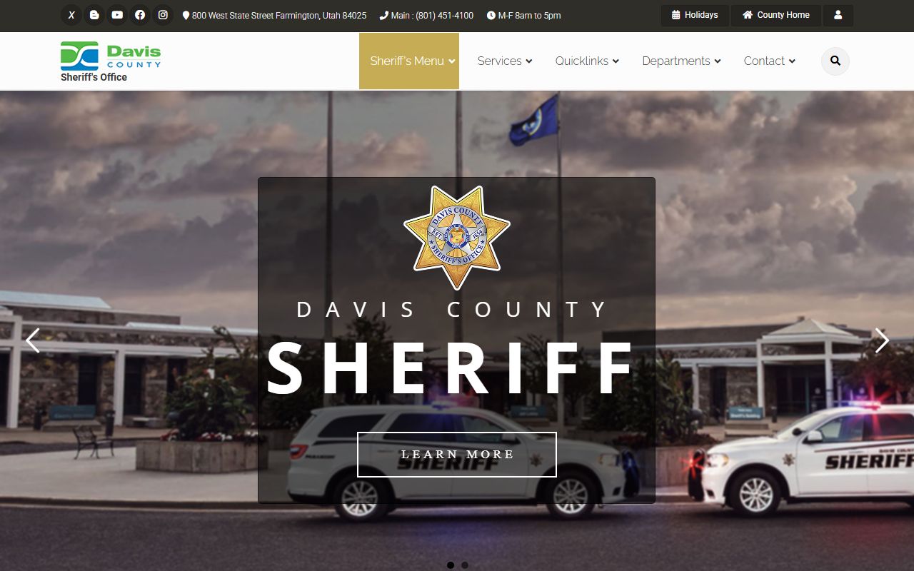 Davis County Sheriff website showing law enforcement records for Davis County