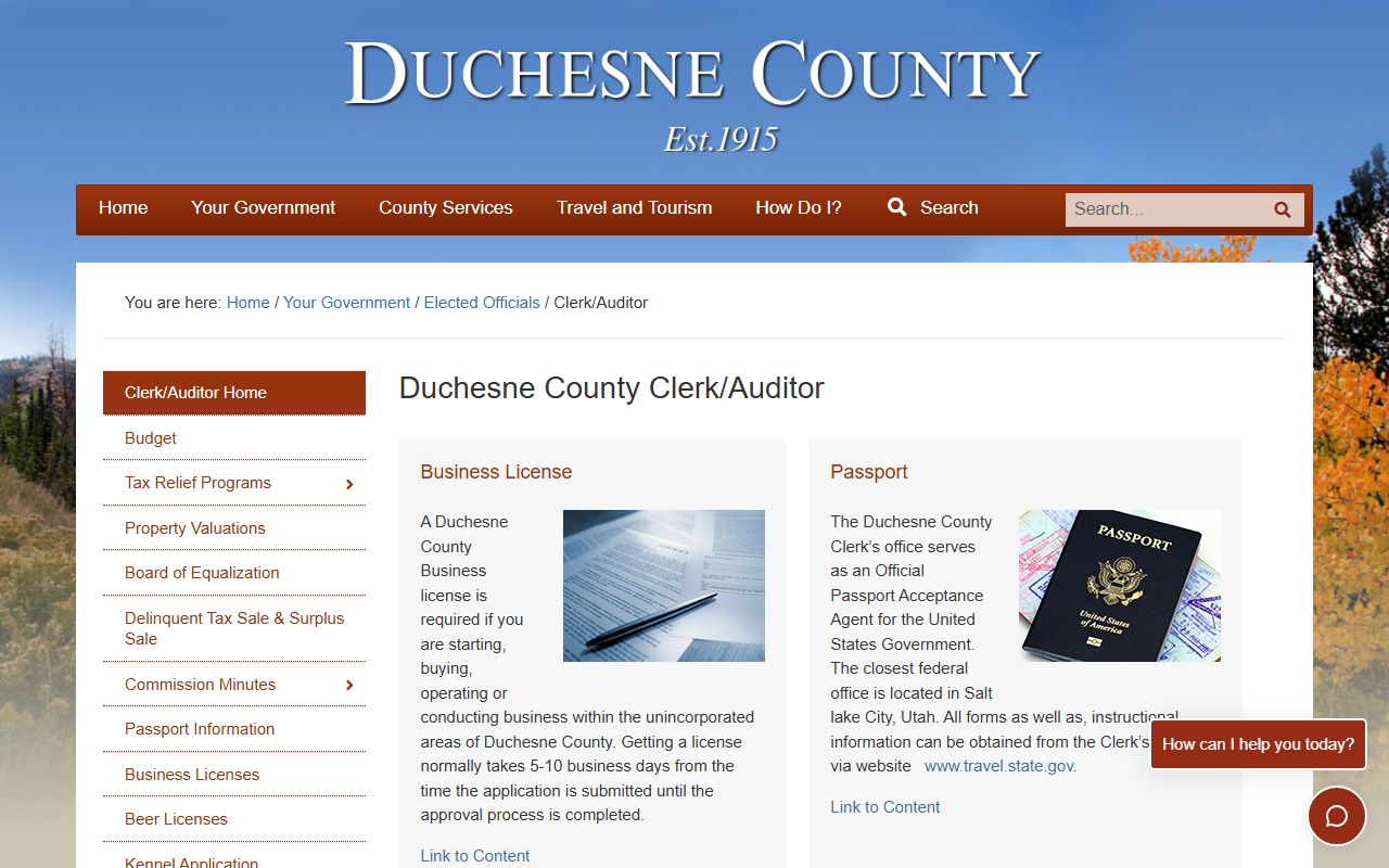 Duchesne County Clerk/Auditor website for GRAMA requests and county records