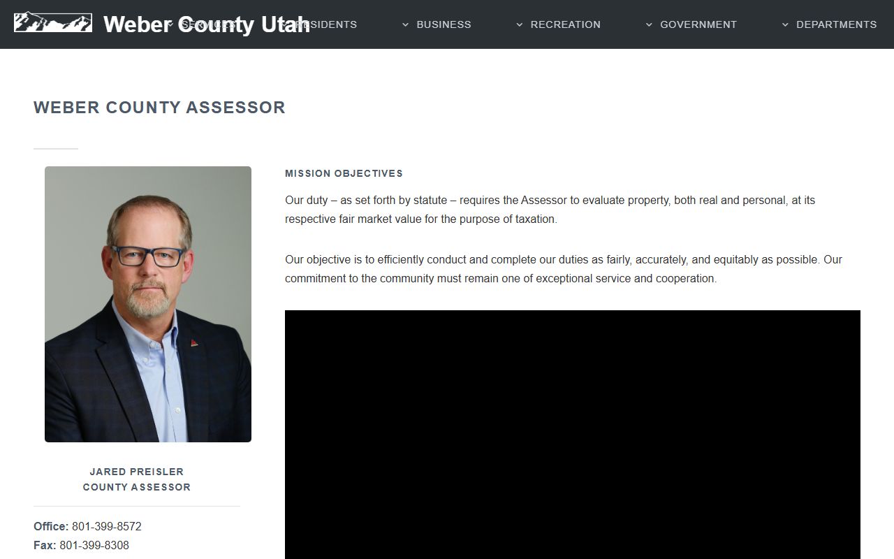 Weber County Assessor website for property records and parcel data in Ogden Utah