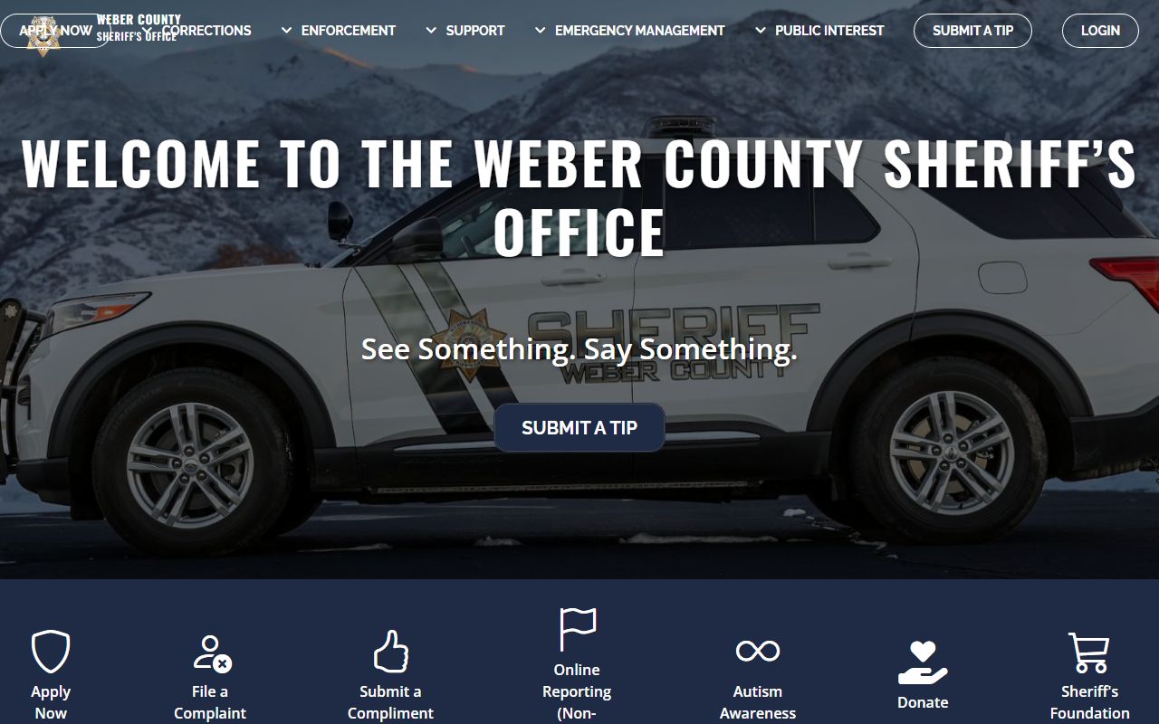 Weber County Sheriff's Office website with inmate search and public records in Ogden Utah