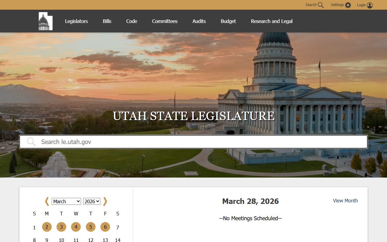Utah State Legislature website showing access to Utah Code and public records statutes
