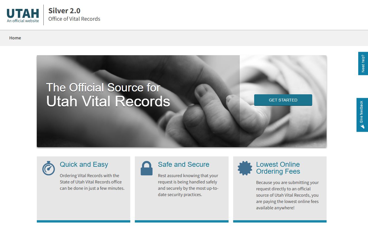 Utah vital records SILVER online ordering system for birth and death certificates